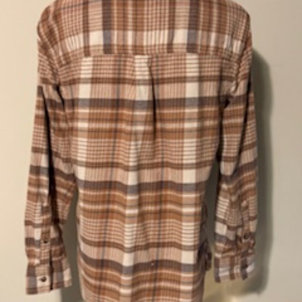 Junior Girls Small Brown Lightweight Flannel Button-up Shirt - Picture 4 of 4